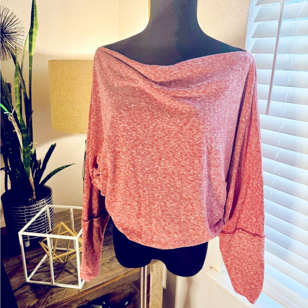 Free People long sleeve, off shoulder or cowl neck jersey